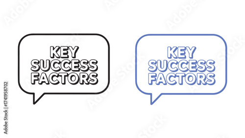 Key success factors in speech bubbles vector illustration for business presentation isolated on white background