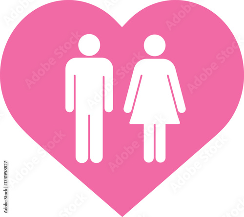 ハートと男女のピクトグラム　カップル　マッチング　結婚　ベクターイラスト素材