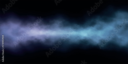 Abstract blue smoke effect on black background ethereal fog texture design element