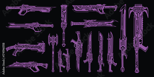 Weapon Neo Tribal Vector Shape – Gothic Y2K Sharp Element for Graphic Design
