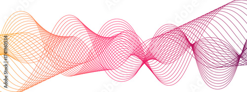 Abstract smooth flowing wave lines with geometric border pattern. Twisted curves, frequency sound waves, and futuristic energy flow. Tech-inspired, modern data science background design.