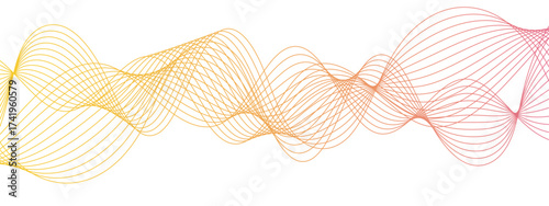 Abstract smooth flowing wave lines with geometric border pattern. Twisted curves, frequency sound waves, and futuristic energy flow. Tech-inspired, modern data science background design.