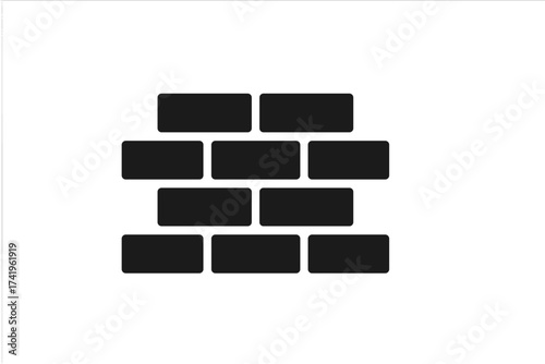 Brick wall icon vector. Construction concept. Simple black flat graphic for building and architecture. Masonry and brickwork symbol. Abstract barrier, structure, firewall sign.