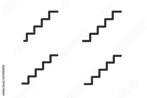 Stairs icon set. Simple staircase line symbol collection. Step-by-step progress, career ladder, success and growth concept. Minimal vector illustration for web and mobile app.