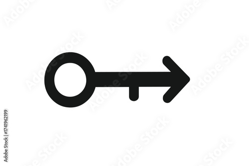 Key arrow icon. Login, access, entry concept. Vector symbol for security, solution, password, authentication. Business opportunity, forward progress, success sign. Directional.