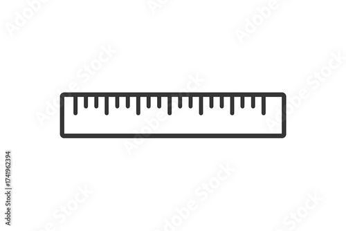 Ruler vector icon. Measure tool for length. Scale for school, education, and office. Centimeter and inch measurement. Precision drafting and geometry instrument. Flat design.