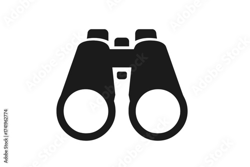 Binocular vector icon. Symbol of searching, discovery, observation, and exploration. Business concept for foresight, strategy, and vision. Travel and hiking equipment.