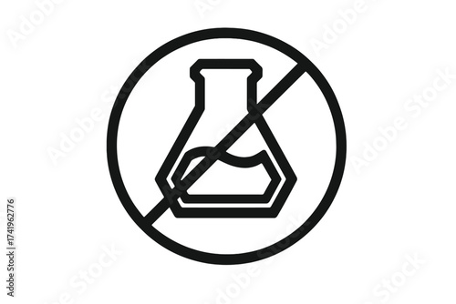 Solvent free icon, no chemicals symbol for eco-friendly products. Chemical free badge for natural package design. Vector logo for non-toxic, organic materials label.