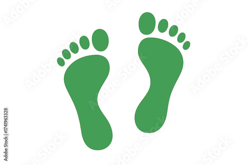 Green footprint vector illustration. Carbon footprint concept for ecology and environment. Sustainable, eco friendly lifestyle metaphor. Human foot step symbol for go green.
