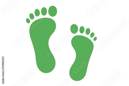 Green footprint vector illustration for ecological and sustainability concepts. Carbon footprint symbol for environmental conservation. Eco-friendly lifestyle icon isolated.