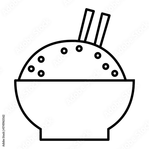 rice bowl line icon with editable stroke