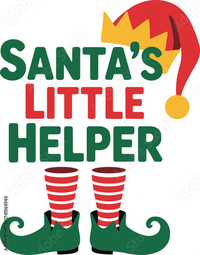 Festive santa s little helper design with elf shoes on transparent background silhouette