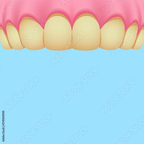 Upper teeth (Brown) - Text box banner (square) illustration vector design. Dental care concept.