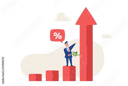 businessman watering growth bar chart