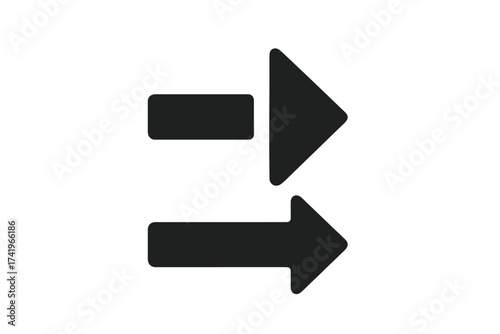 Arrow icon set for process and workflow. Metaphor for separation, division, and connection. Assembling and disassembling concept. Vector illustration of an arrow in two parts.