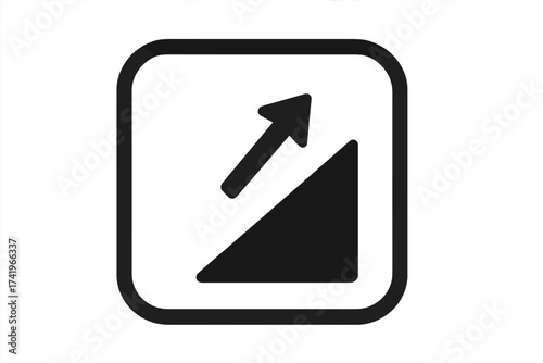 Growth icon with arrow up a slope. Business success and progress concept. Upward trend symbol for finance and development. Incline ramp sign for improvement vector.