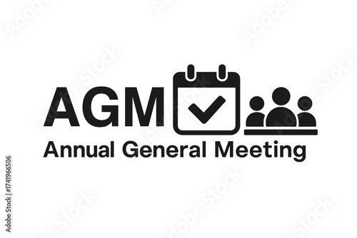 AGM Annual General Meeting acronym icon. Business shareholders conference concept. Corporate event symbol. Assembly of members or stakeholders. Company report presentation. Vector.