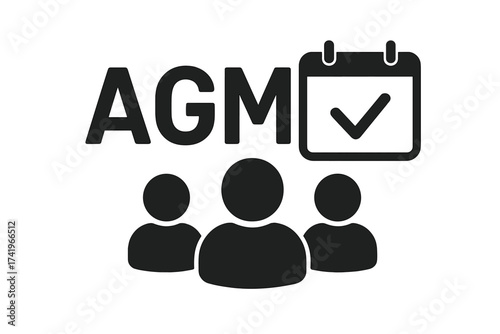 AGM Annual General Meeting vector icon. Business event concept. Corporate stockholders assembly. Board of directors conference. Shareholders meeting symbol with calendar.