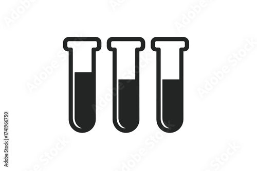 Test tubes vector icon set. Laboratory chemistry symbol collection. Scientific research, experiment, and analysis concept. Medical lab glassware illustration for science graphic.