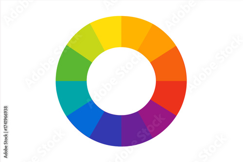 Color wheel vector for graphic design. Spectrum palette circle with vibrant rainbow hues. Artist tool for color theory, harmony, selection. Abstract circular logo concept design.