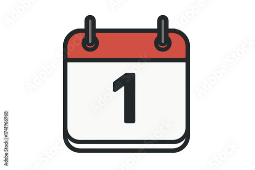 July 1st calendar page icon. The first day of the month. Date, schedule, reminder, appointment, event concept. Vector illustration. Flat design symbol for web and business.