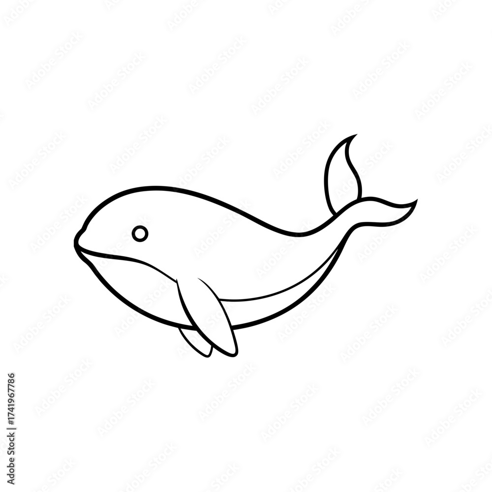 Obraz premium Simple outline drawing of whale on transparent background