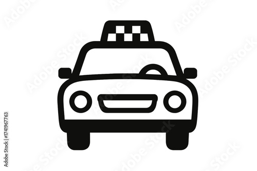 Taxi icon vector illustration. Cab service sign for public transport. Car front view symbol for app, website. Simple flat automobile logo for travel, city trip, booking.