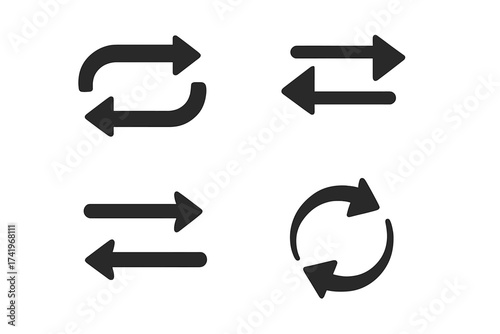 Transfer icon vector set. Exchange symbol illustration. Data, money, file conversion. Refresh, repeat, swap, cycle arrow signs. Flat design elements for web and apps.