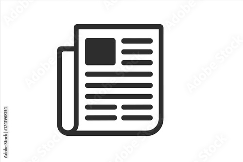 Newspaper vector icon for daily news and media. Flat press and journalism symbol. Publication, article, or headline graphic illustration for web and print design concept.