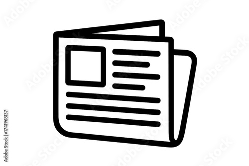Newspaper vector icon. News headline symbol. Media communication concept. Journalism, press, and publication graphic design. Daily report and information sign. Magazine page.