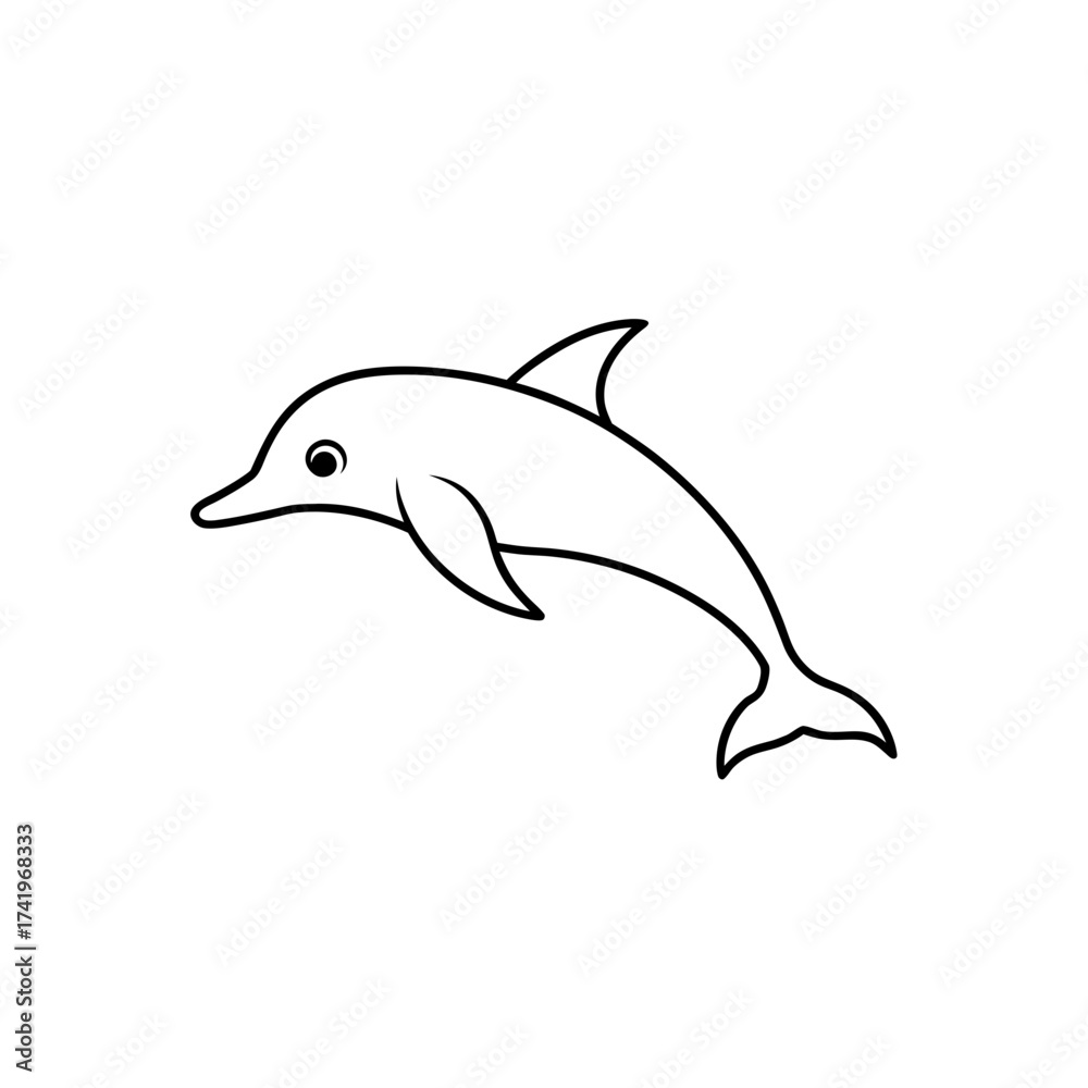 Fototapeta premium Dolphin outline jumping upwards on transparent background