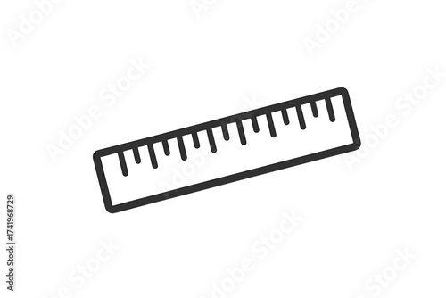 Ruler vector icon symbol illustration. Measurement equipment for school and office. Measure length, distance tool. Scale, straightedge for precision. Isolated on white.