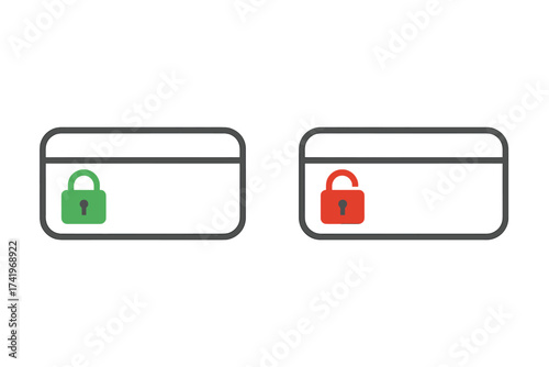 HTTPS and HTTP protocol. Secure and insecure website browser bar with padlock icon. Green lock for safe SSL connection, red for danger. Cyber security vector concept set.