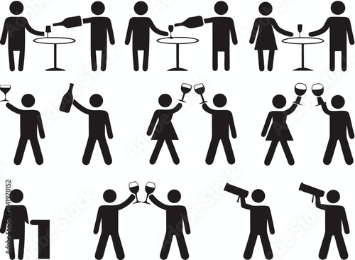 Pictogram people drinking set illustrated on white

