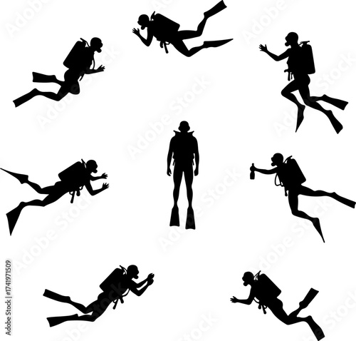 Scuba Diver Silhouette Collection