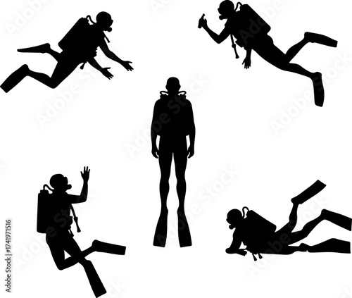 Scuba Diver Silhouette Collection