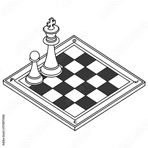 Chessboard Strategy A Solitary King and Pawn Face the Unknown on a Classic Game Board