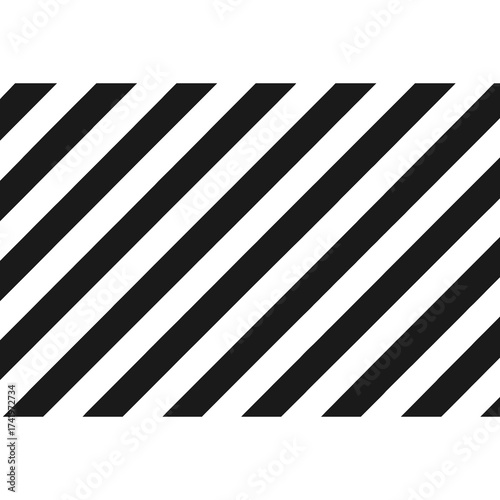 Black and white diagonal stripe pattern background, simple geometric design for warning, texture, or decoration use.