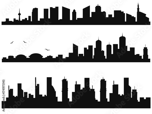 City Silhouettes illustrated on white

