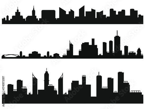City Silhouettes illustrated on white

