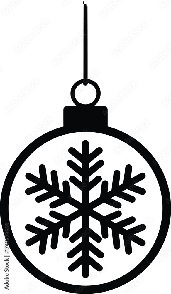 Fototapeta premium Delicate christmas ornament with snowflake design perfect for festive projects silhouette on transparent background