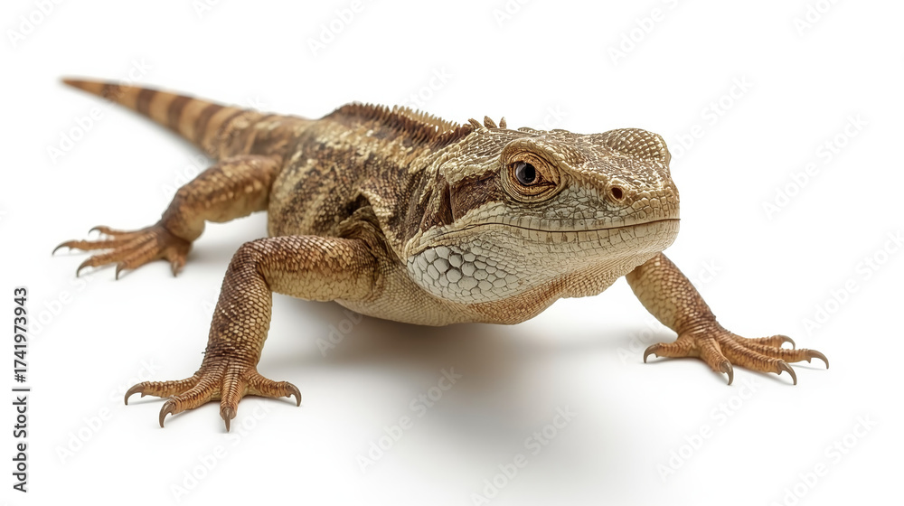 Naklejka premium Realistic Lizard on White Background – Reptile Stock Photo