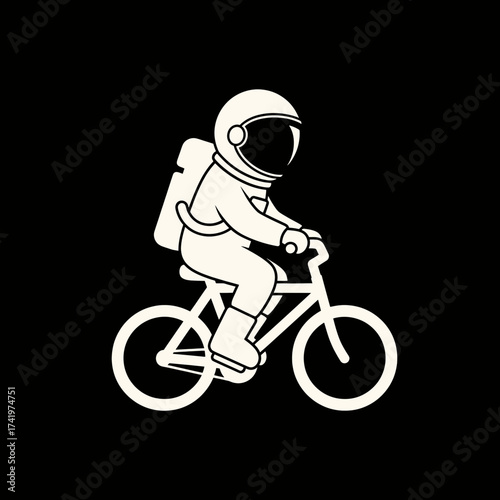 Astronaut riding a bicycle in space a whimsical illustration of space travel.