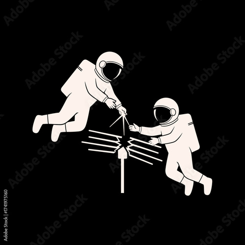 Astronauts Repairing Antenna in Space A Cosmic Repair Crew.