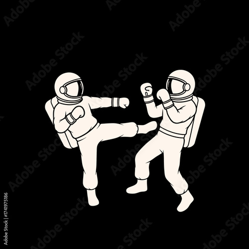 Astronauts in Space Combat A Cosmic Martial Arts Showdown.