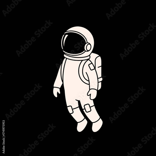 Astronaut in Space Suit Floating in the Black Void of Space.