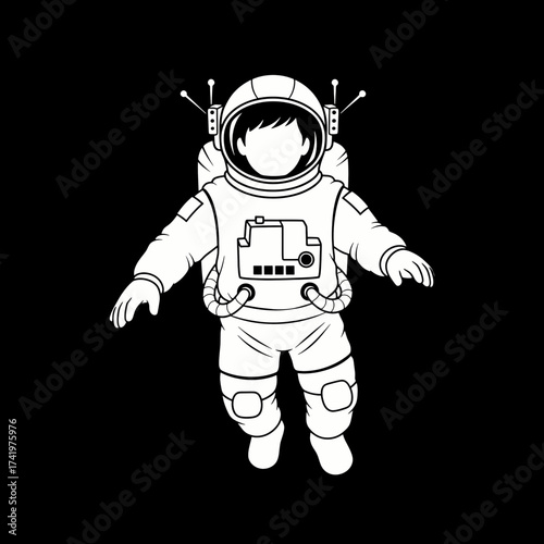 Astronaut in Space Suit Floating in the Void of Space.