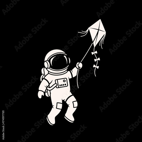 Astronaut with Kite A Whimsical Journey Beyond Earths Atmosphere.