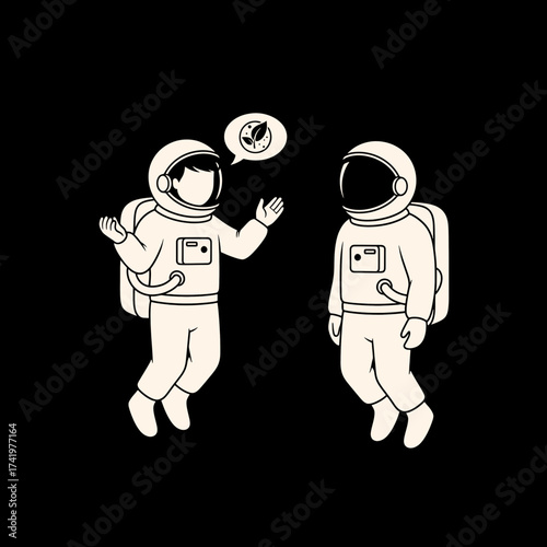 Astronauts discussing the importance of environmental sustainability in space exploration.