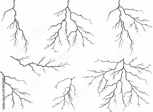 Lightning collection isolated on white

